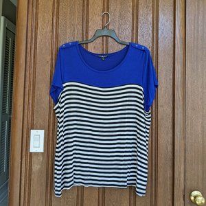 Cobalt Blue & Striped Tee 3X